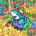 Scene where a shark with legs water colorful flowers